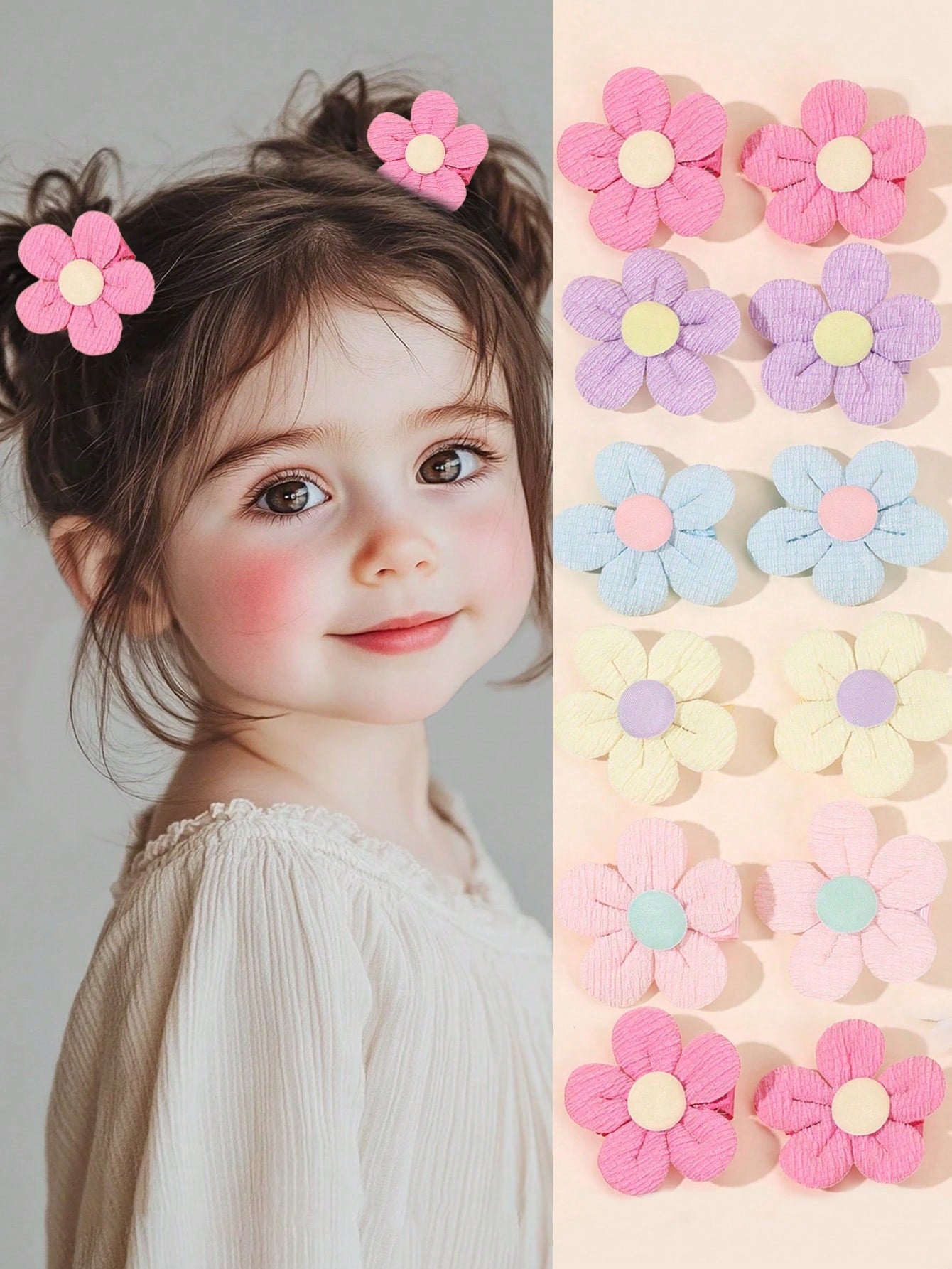 10pcs Macaron Flower Hair Clips, Cute Colorful Flower Hair Clips, Blue & Pink Fully Lined Bow Hair Clips, Alligator Clips, Suitable For Baby Girls, Toddlers Daily Hair Accessories, Children Hair Clips