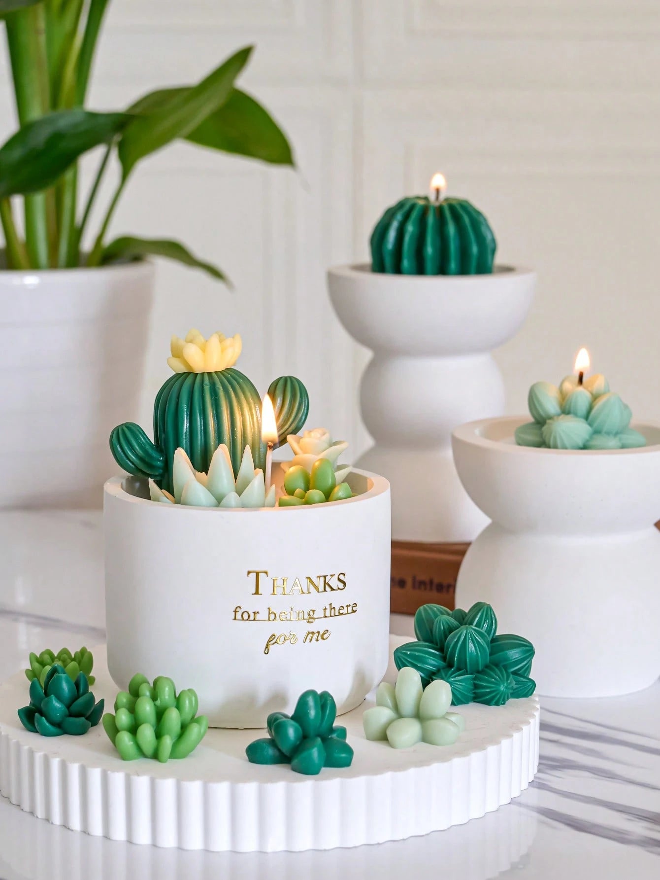 10PCS Silicone Mold For DIY Candle Making,Succulent & Cactus Plant Pot Epoxy Resin Crafting,Home Decor,Room Decor,Wedding Decor,Handmade Aromatherapy Candle Plant Mold,Soap Mould,Epoxy Resin Gypsum Mo