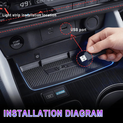 118"/3M Interior Car Neon Light (Center Console + Dashboard) With Matching Armrest Storage Box, RGB LED, USB Car Interior Light Strip| App Control, No Batteries