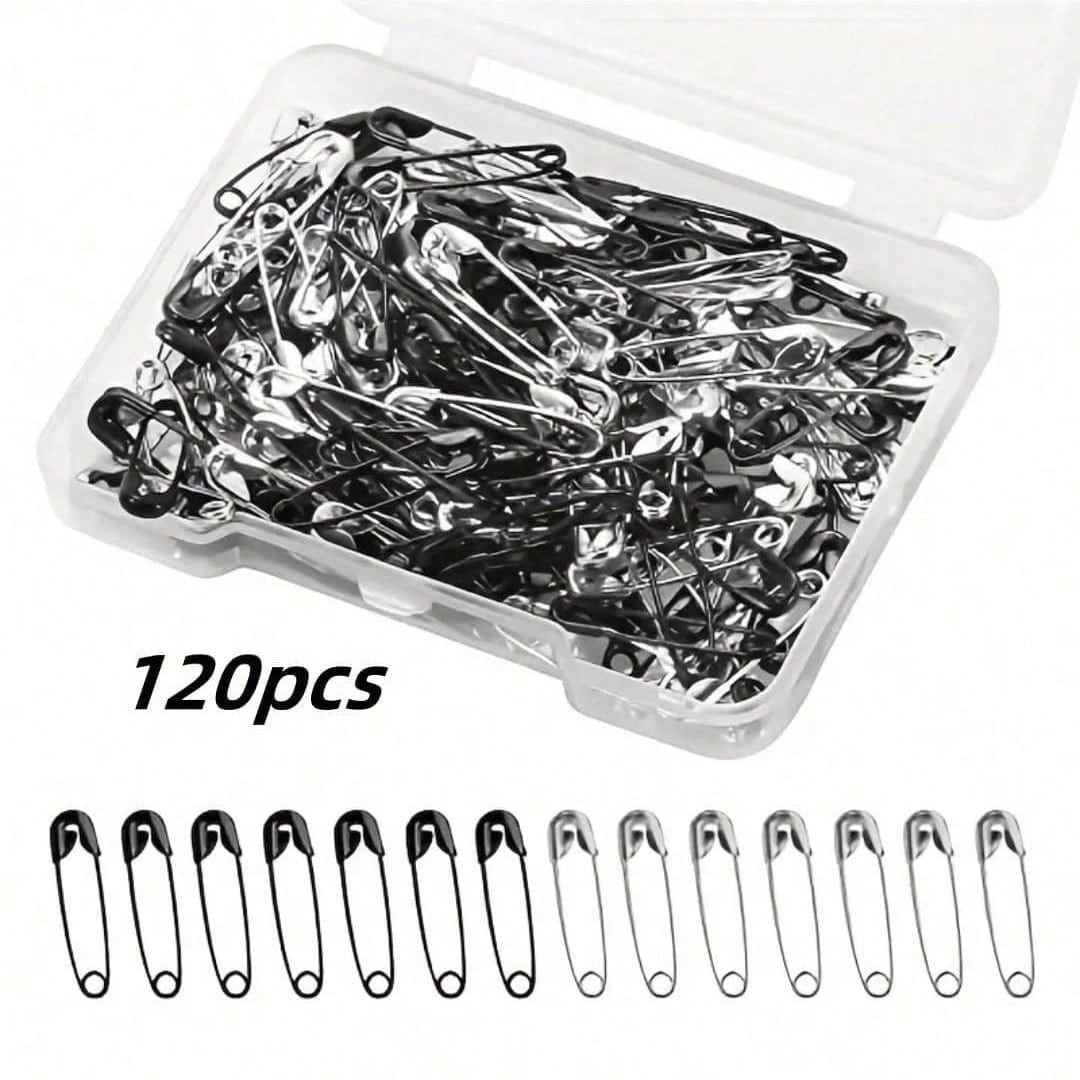 120pcs Box Mini Safety Pins, Suitable For DIY Clothing And Crafts- Black And White Colors- Durable And Rust-Resistant