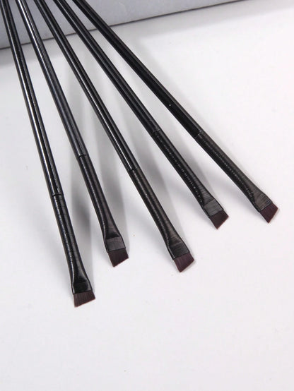 12pcs Black Ultra-Fine Knife-Edge Eyeliner Brush, Soft Hair Makeup Brush, Portable Eyebrow Brush, Multi-Functional Lying Silkworm Brush Has Always Been A Versatile Makeup Tool.,Eyebrow Brush,Eyeshadow