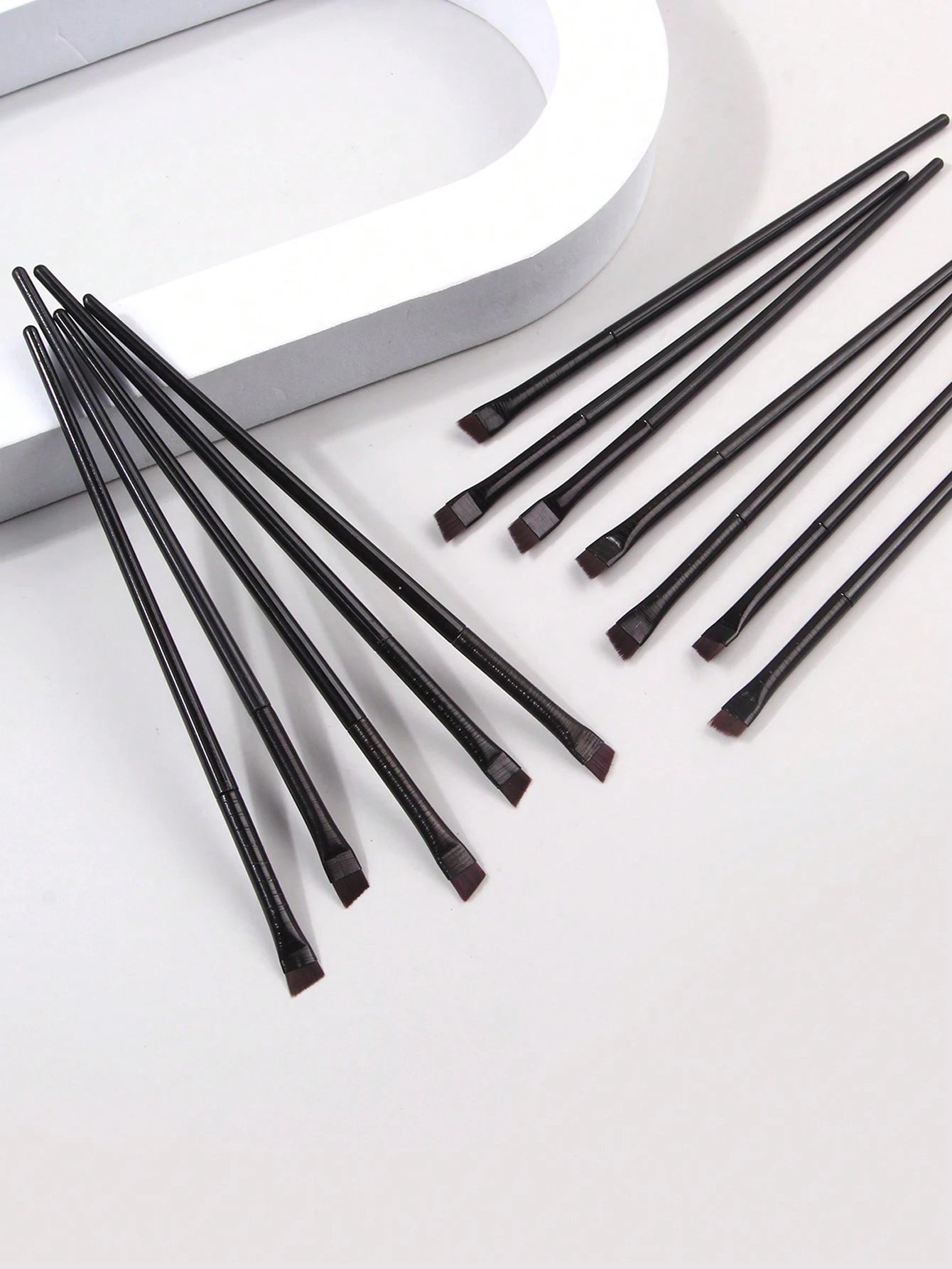 12pcs Black Ultra-Fine Knife-Edge Eyeliner Brush, Soft Hair Makeup Brush, Portable Eyebrow Brush, Multi-Functional Lying Silkworm Brush Has Always Been A Versatile Makeup Tool.,Eyebrow Brush,Eyeshadow