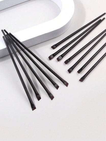 12pcs Black Ultra-Fine Knife-Edge Eyeliner Brush, Soft Hair Makeup Brush, Portable Eyebrow Brush, Multi-Functional Lying Silkworm Brush Has Always Been A Versatile Makeup Tool.,Eyebrow Brush,Eyeshadow