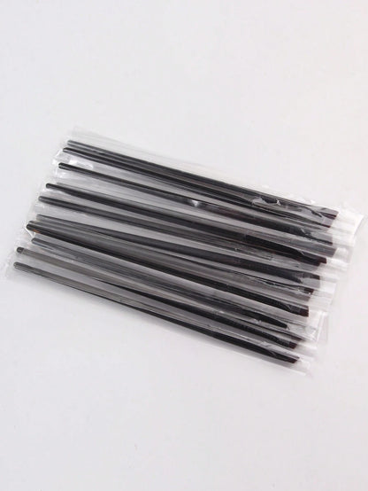 12pcs Black Ultra-Fine Knife-Edge Eyeliner Brush, Soft Hair Makeup Brush, Portable Eyebrow Brush, Multi-Functional Lying Silkworm Brush Has Always Been A Versatile Makeup Tool.,Eyebrow Brush,Eyeshadow