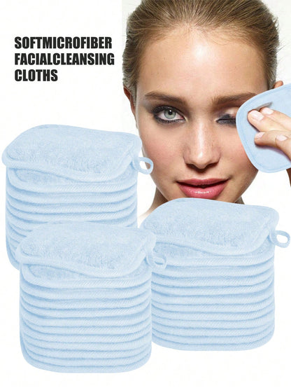 12pcs Soft Microfiber Face Towels With Hanging Loop, Gentle And Skin-Friendly, Washable And Reusable. Suitable For Women's Makeup. 6/3/1pc Pack