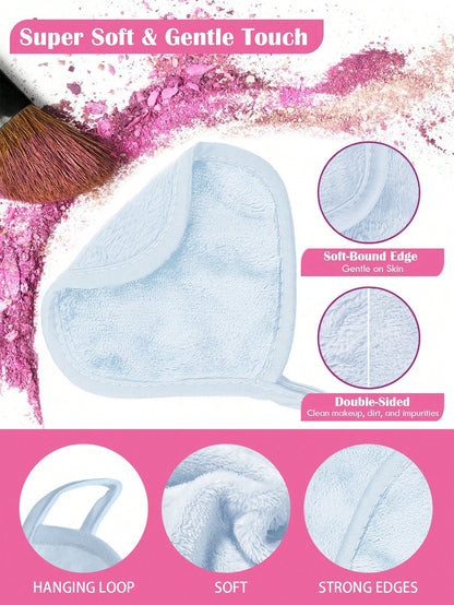 12pcs Soft Microfiber Face Towels With Hanging Loop, Gentle And Skin-Friendly, Washable And Reusable. Suitable For Women's Makeup. 6/3/1pc Pack