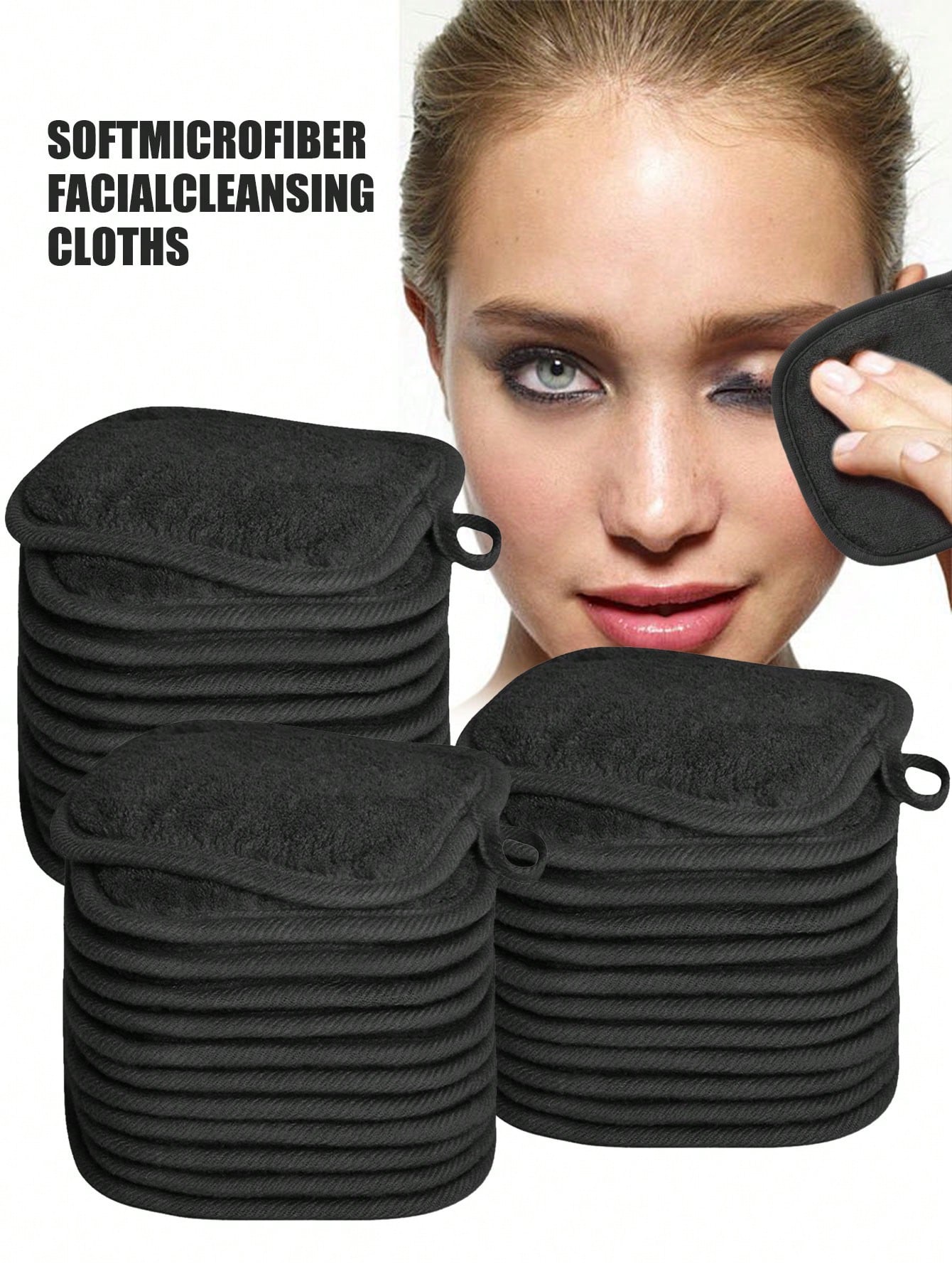 12pcs Soft Microfiber Face Towels With Hanging Loop, Gentle And Skin-Friendly, Washable And Reusable. Suitable For Women's Makeup. 6/3/1pc Pack