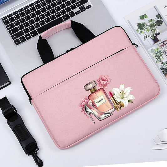 14 Inch Laptop Bag Briefcase With High Heel And Flower Pattern, Adjustable Comfortable Shoulder Strap, Suitable For College, Daily Commute, Office, Durable Handle Multifunctional One Shoulder Bag, Uni