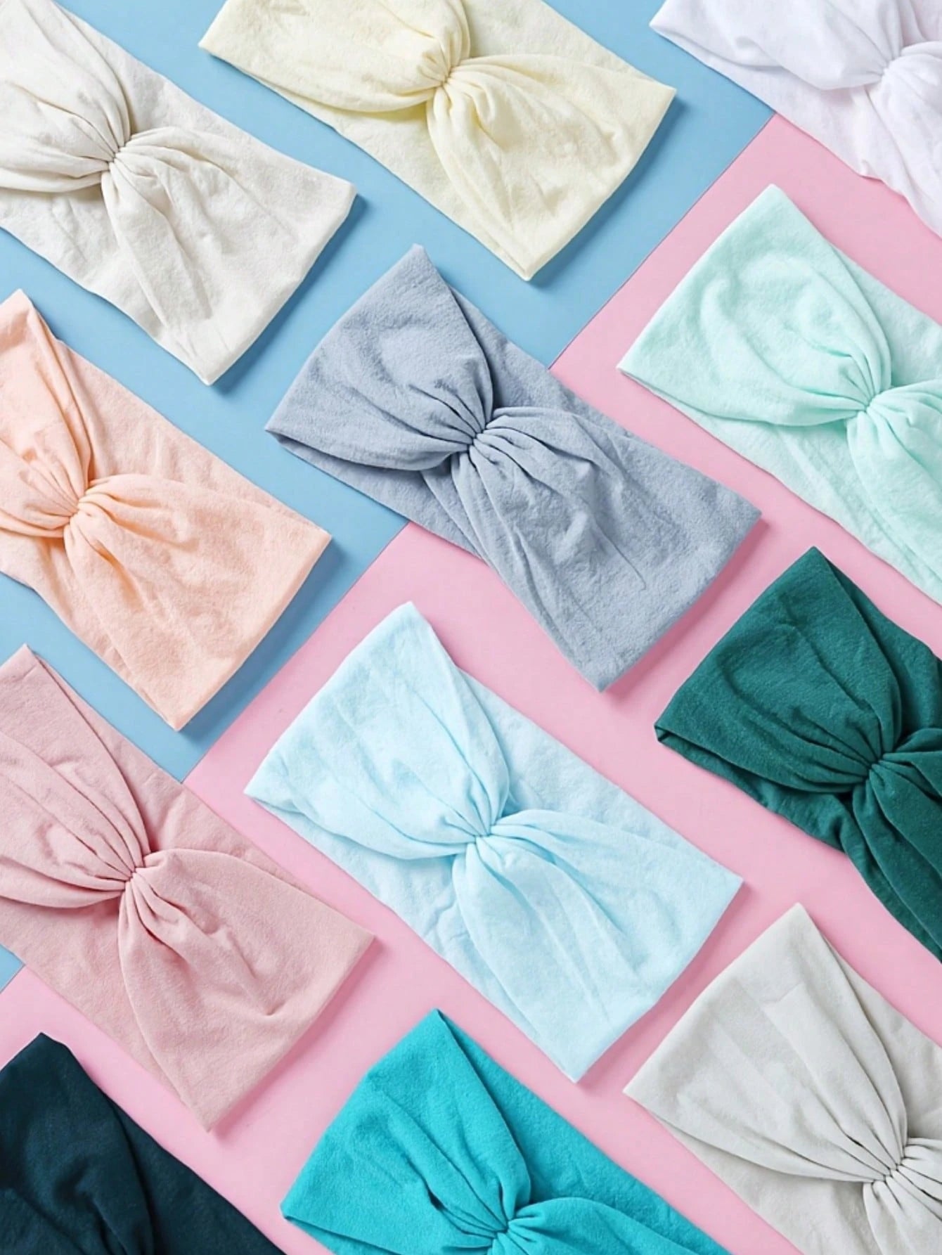 14pcs Baby Pleated Solid Color Elastic Nylon Soft Headbands, Adorable Baby Hair Accessories Set