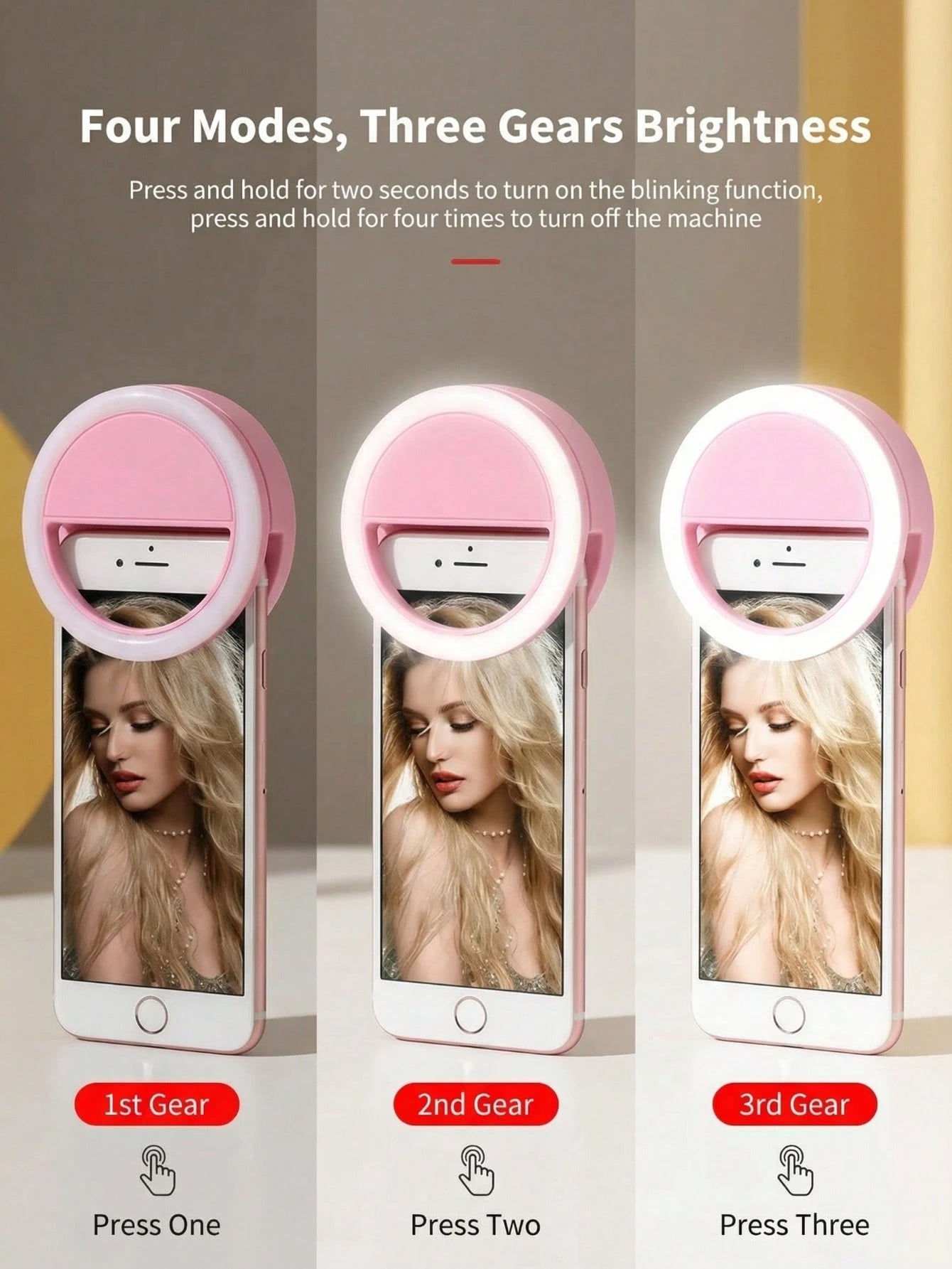 150mAh LED Selfie Light, Portable LED Light, Ring Light, Clip-On Fill Light, 3 Lighting Modes, Phone Selfie Light, Mirror Light, Suitable For Phones And Computers, Makeup, Video Calls, Live Streaming