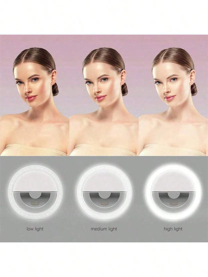 150mAh LED Selfie Light, Portable LED Light, Ring Light, Clip-On Fill Light, 3 Lighting Modes, Phone Selfie Light, Mirror Light, Suitable For Phones And Computers, Makeup, Video Calls, Live Streaming