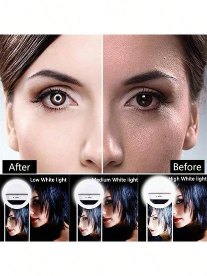 150mAh LED Selfie Light, Portable LED Light, Ring Light, Clip-On Fill Light, 3 Lighting Modes, Phone Selfie Light, Mirror Light, Suitable For Phones And Computers, Makeup, Video Calls, Live Streaming