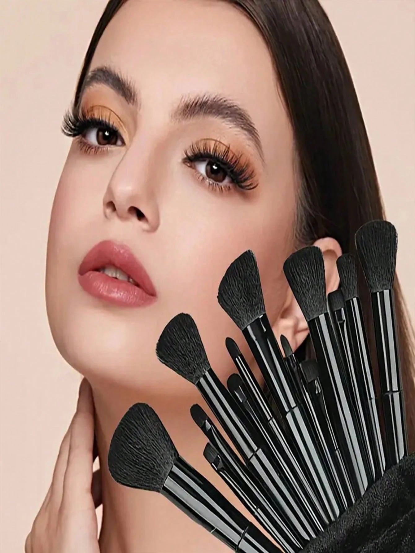 15pcs Makeup Brush Set, Including 2pcs Black Triangle Makeup Sponges, Soft And Skin-Friendly, Plus 13pcs Makeup Brushes For Blush, Liquid Lipstick, Eyebrow Pencil, Lip Gloss, Concealer, Eyeshadow, Hig