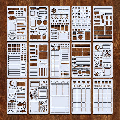 15pcs Reusable Planner Templates, 4"X7" Bullet Journal/Diary/Notebook/Scrapbook/Drawing Templates