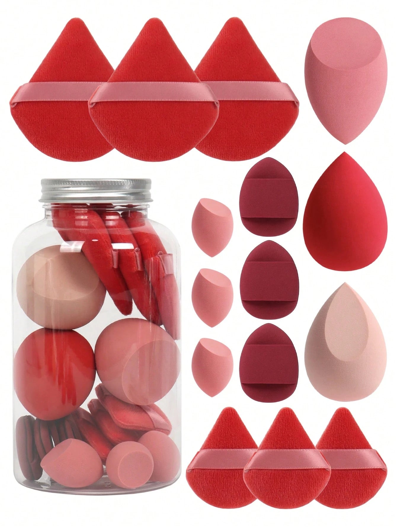 15pcs Spring Makeup Brush Set With Storage Tube, Multi-Functional Makeup Tools, Beauty Makeup Sponges For Blending BB Cream, Foundation, Powder To Create Flawless Complexion, Also Can Be Used With Con
