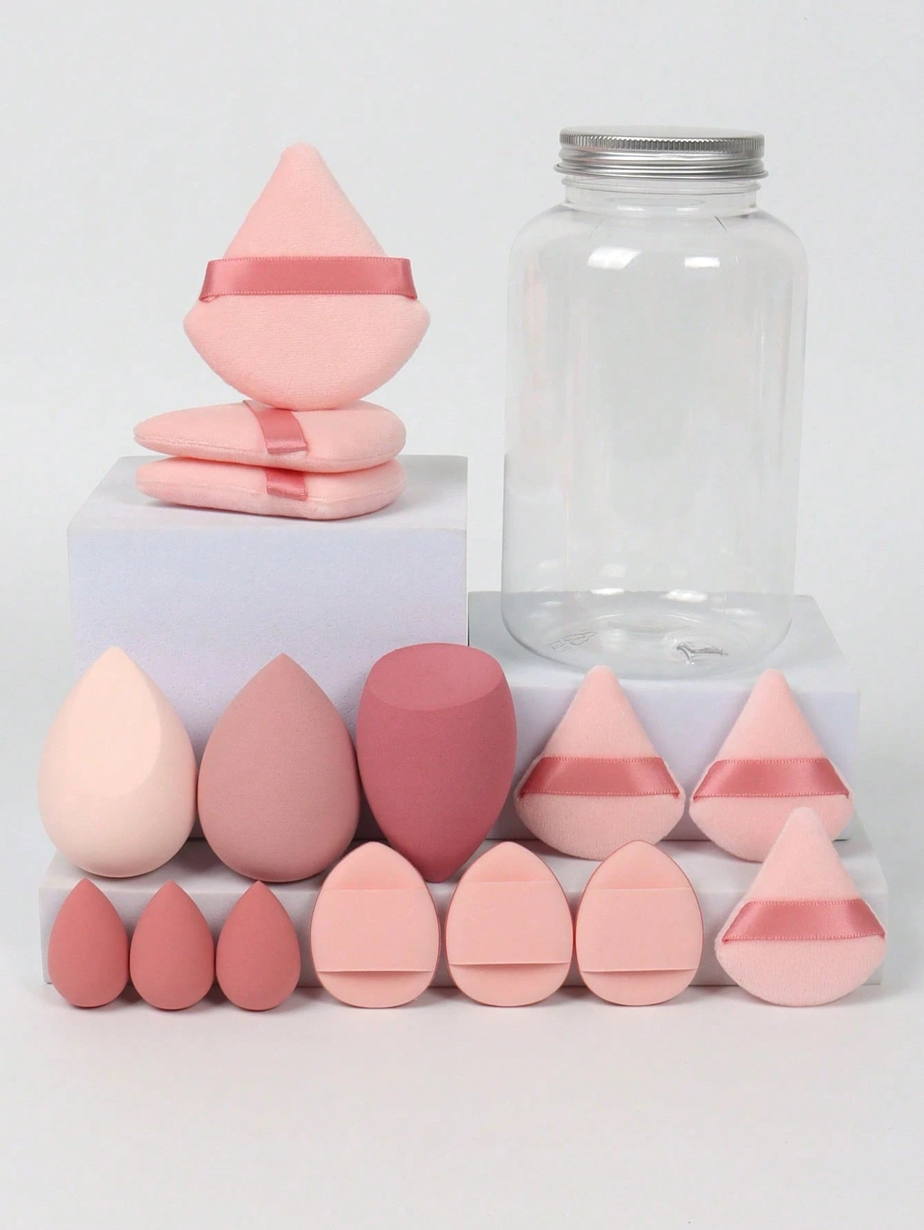 15pcs Spring Makeup Brush Set With Storage Tube, Multi-Functional Makeup Tools, Beauty Makeup Sponges For Blending BB Cream, Foundation, Powder To Create Flawless Complexion, Also Can Be Used With Con