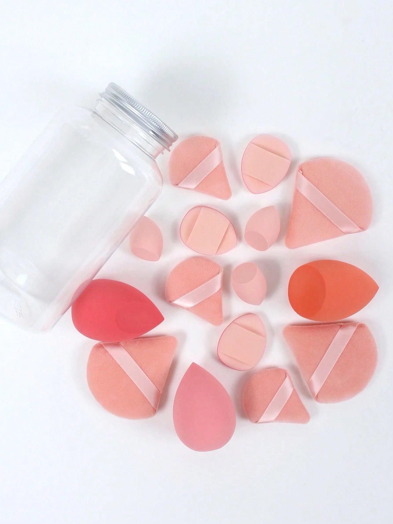 15pcs Spring Makeup Brush Set With Storage Tube, Multi-Functional Makeup Tools, Beauty Makeup Sponges For Blending BB Cream, Foundation, Powder To Create Flawless Complexion, Also Can Be Used With Con