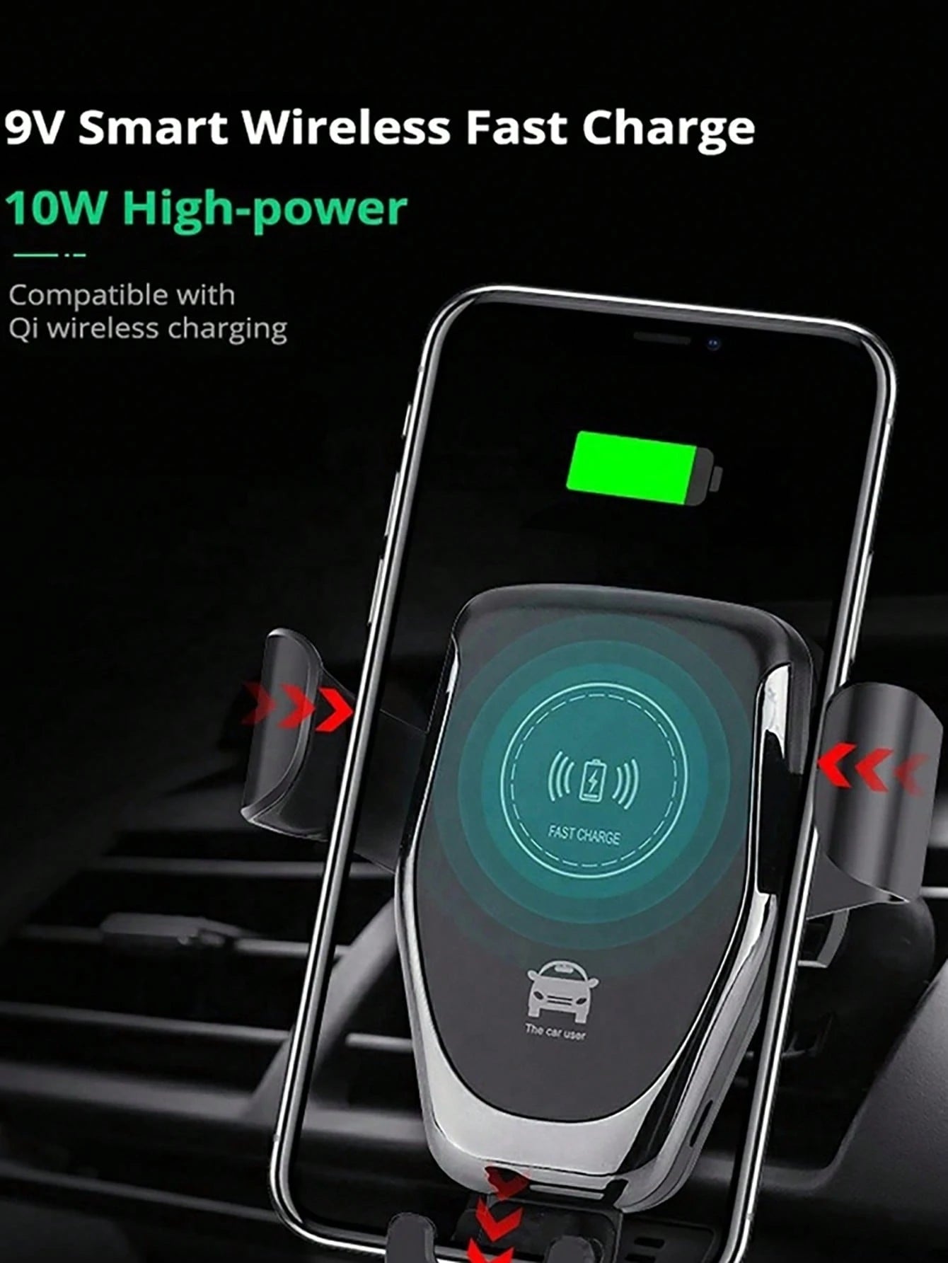 15W Gravity Sensing Wireless Car Charger, Compatible With Apple, Android QI Standard Smartphones, Wireless Charger Compatible With IPhone 8/X/11/12/13/14/15/16/17 Series