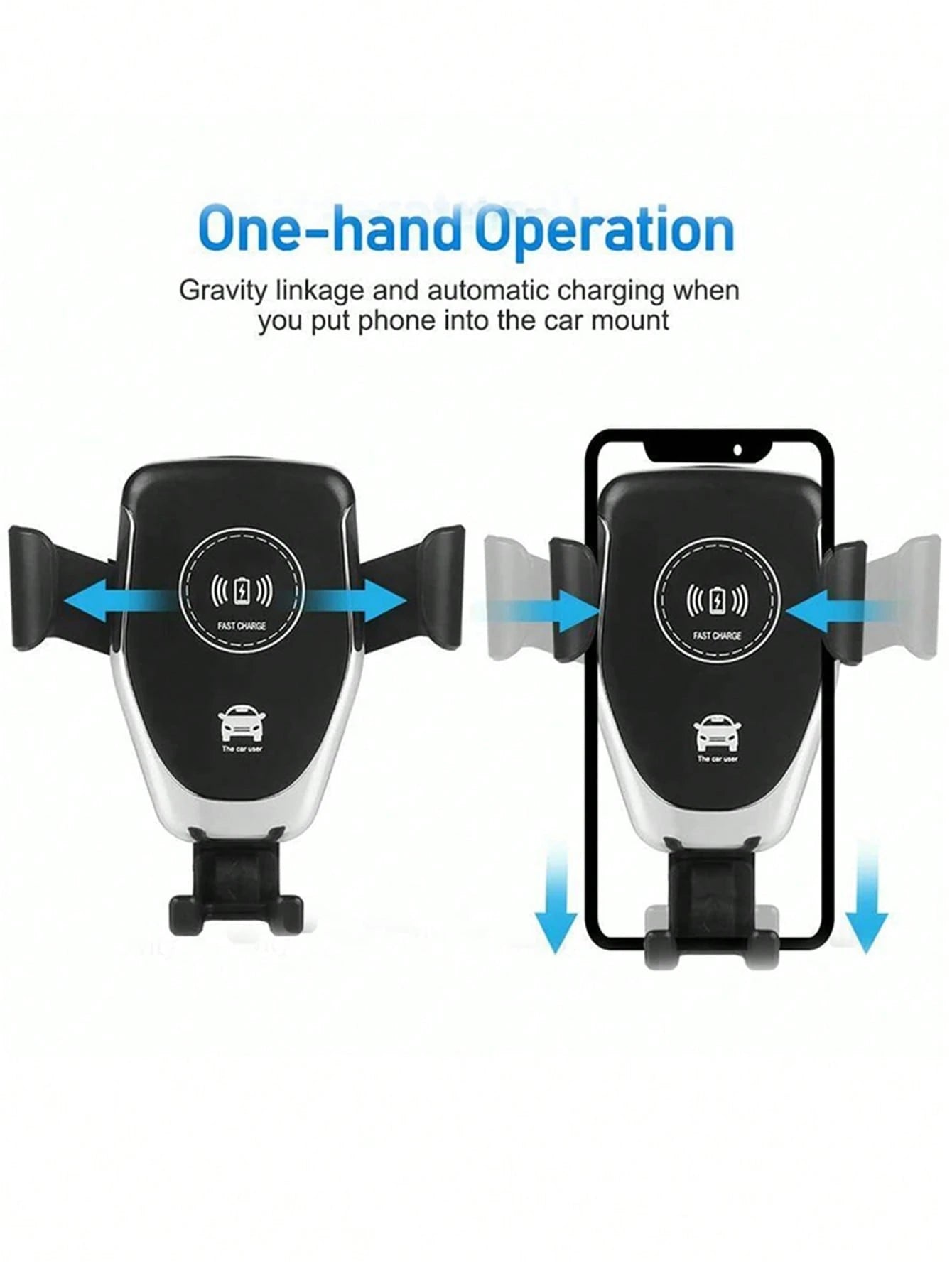 15W Gravity Sensing Wireless Car Charger, Compatible With Apple, Android QI Standard Smartphones, Wireless Charger Compatible With IPhone 8/X/11/12/13/14/15/16/17 Series