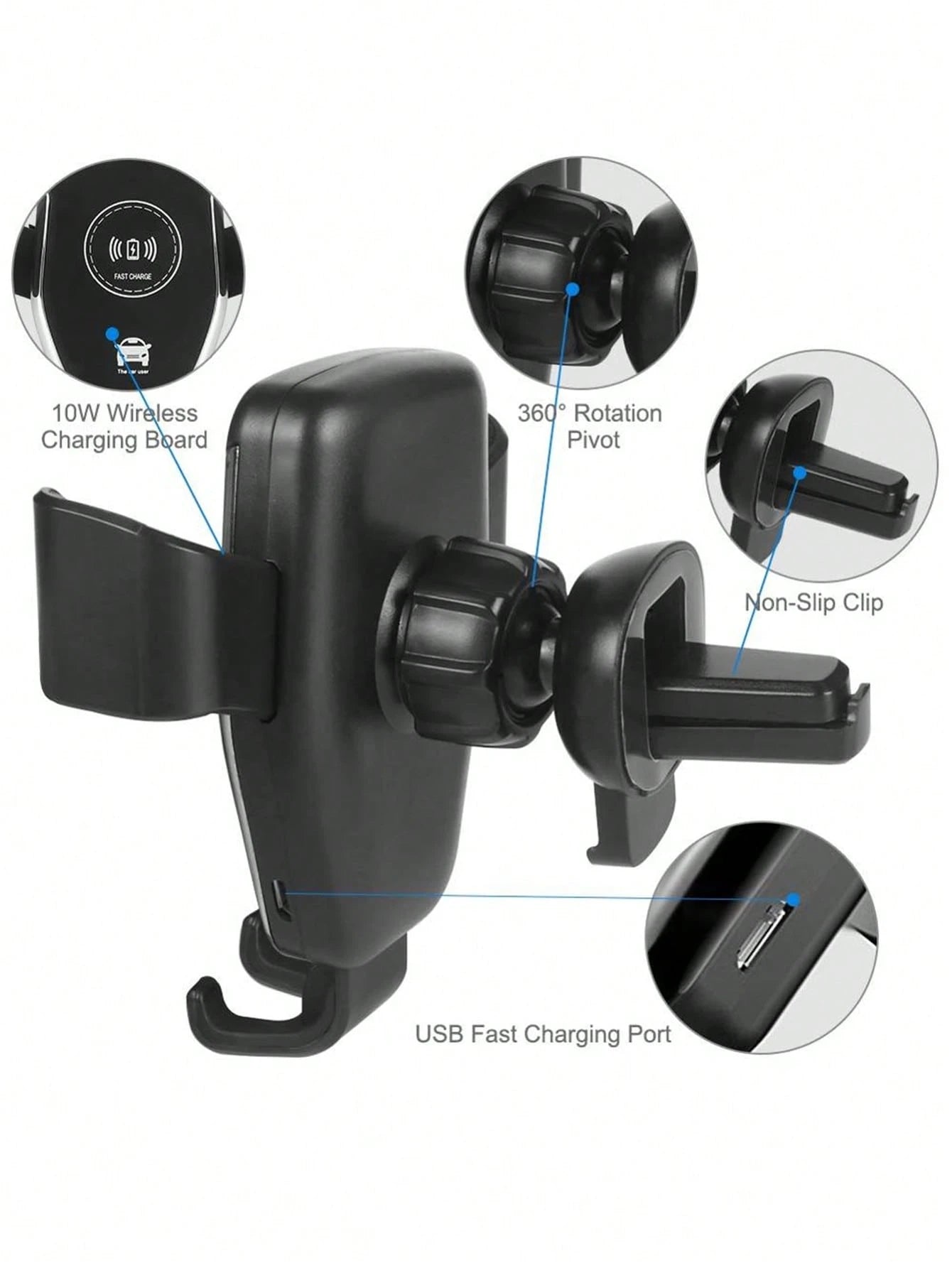 15W Gravity Sensing Wireless Car Charger, Compatible With Apple, Android QI Standard Smartphones, Wireless Charger Compatible With IPhone 8/X/11/12/13/14/15/16/17 Series