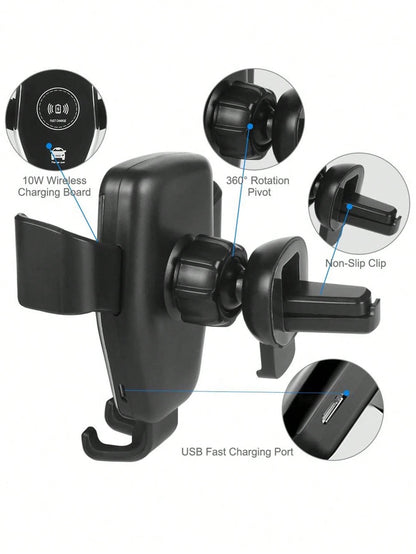 15W Gravity Sensing Wireless Car Charger, Compatible With Apple, Android QI Standard Smartphones, Wireless Charger Compatible With IPhone 8/X/11/12/13/14/15/16/17 Series