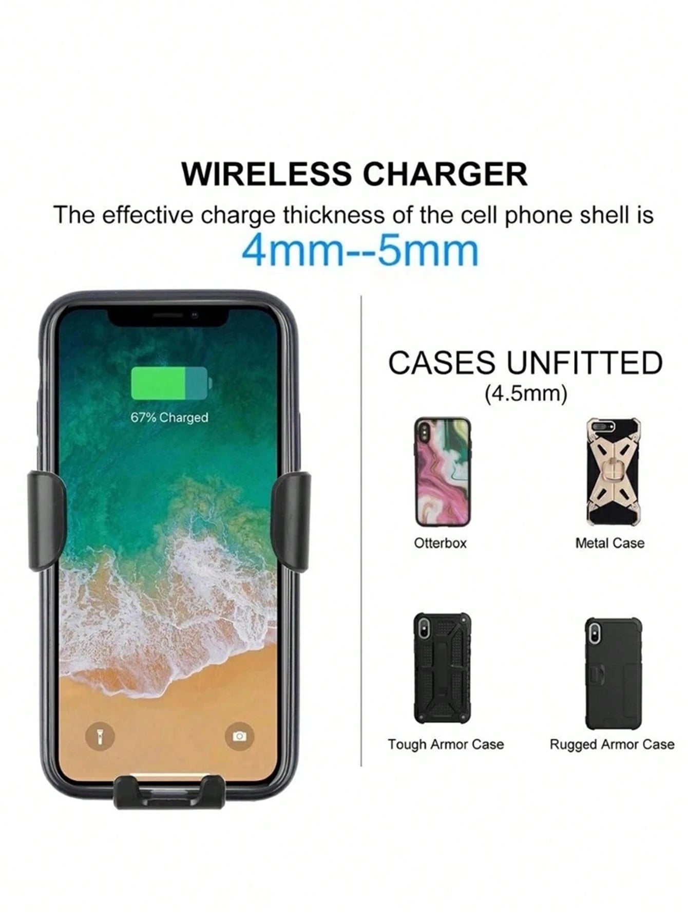 15W Gravity Sensing Wireless Car Charger, Compatible With Apple, Android QI Standard Smartphones, Wireless Charger Compatible With IPhone 8/X/11/12/13/14/15/16/17 Series