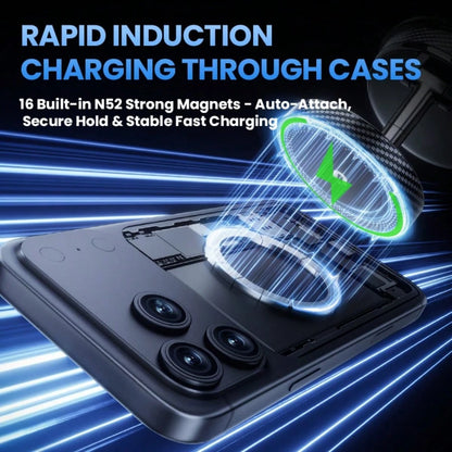 15W Magnetic Wireless Car Charger Mount, N52 Strong Magnet Fast Charging, 1080° Rotatable Foldable Holder For Dashboard & Windshield, Works With Phone 12-17 & Android, Stable Vacuum Suction For Trips