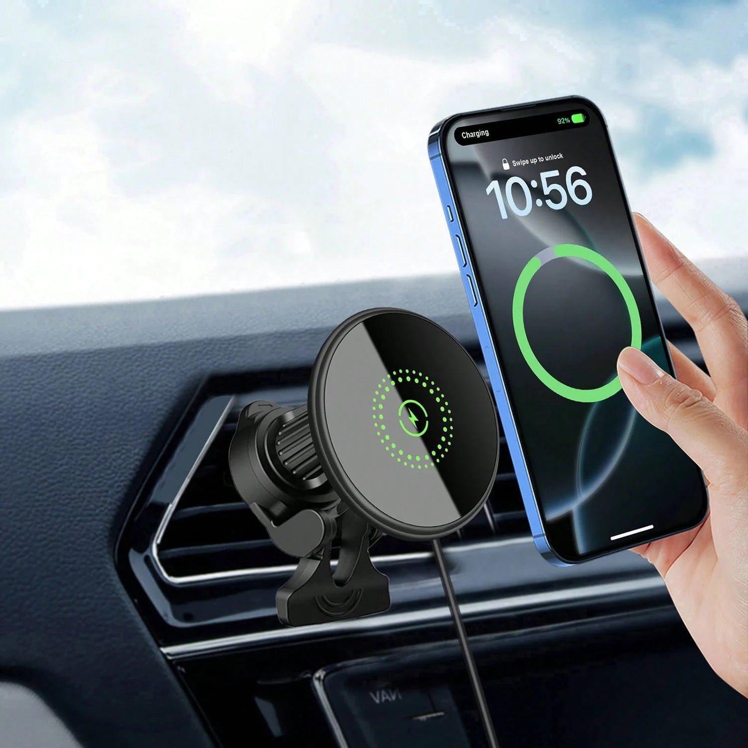 15W Magnetic Wireless Car Charger, 2 In 1 Fast Charging Magnetic Car Charger Mount Phone Holder Compatible With IPhone 17 16 15 14 13 12 Pro/Plus/Pro Max