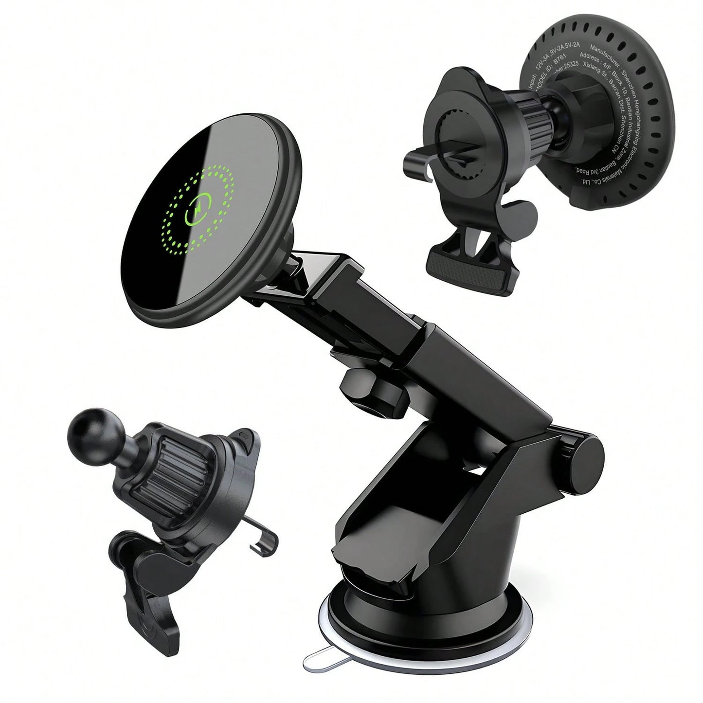 15W Magnetic Wireless Car Charger, 2 In 1 Fast Charging Magnetic Car Charger Mount Phone Holder Compatible With IPhone 17 16 15 14 13 12 Pro/Plus/Pro Max