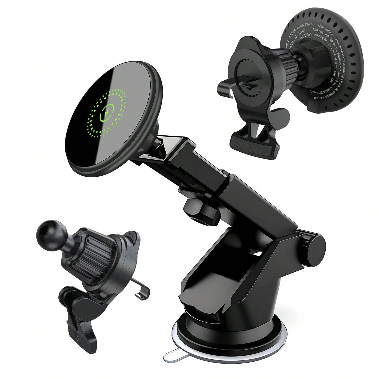 15W Magnetic Wireless Car Charger, 2 In 1 Fast Charging Magnetic Car Charger Mount Phone Holder Compatible With IPhone 17 16 15 14 13 12 Pro/Plus/Pro Max