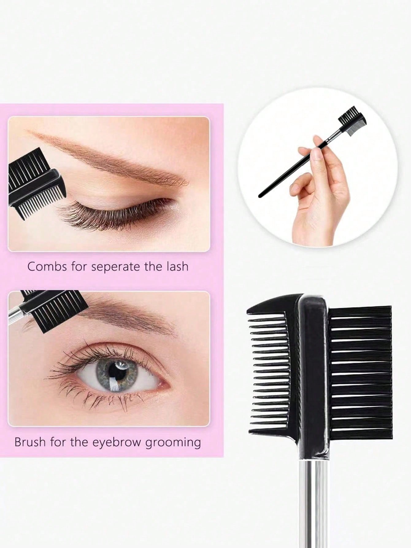 16-Piece Stainless Steel Eyelash Curler Set, Includes 1 Eyelash Curler, 1 Eyelash Comb, 2 Eyelash Rollers, 1 Angled Dual-Ended Brow Brush, 1 Brow Brush, And 10 Silicone Refill Pads, For Eyelashes And