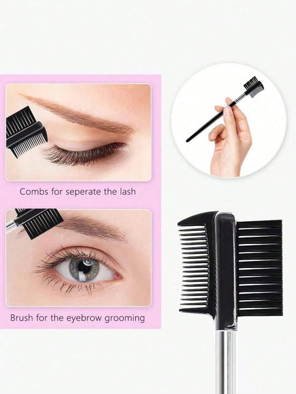 16-Piece Stainless Steel Eyelash Curler Set, Includes 1 Eyelash Curler, 1 Eyelash Comb, 2 Eyelash Rollers, 1 Angled Dual-Ended Brow Brush, 1 Brow Brush, And 10 Silicone Refill Pads, For Eyelashes And
