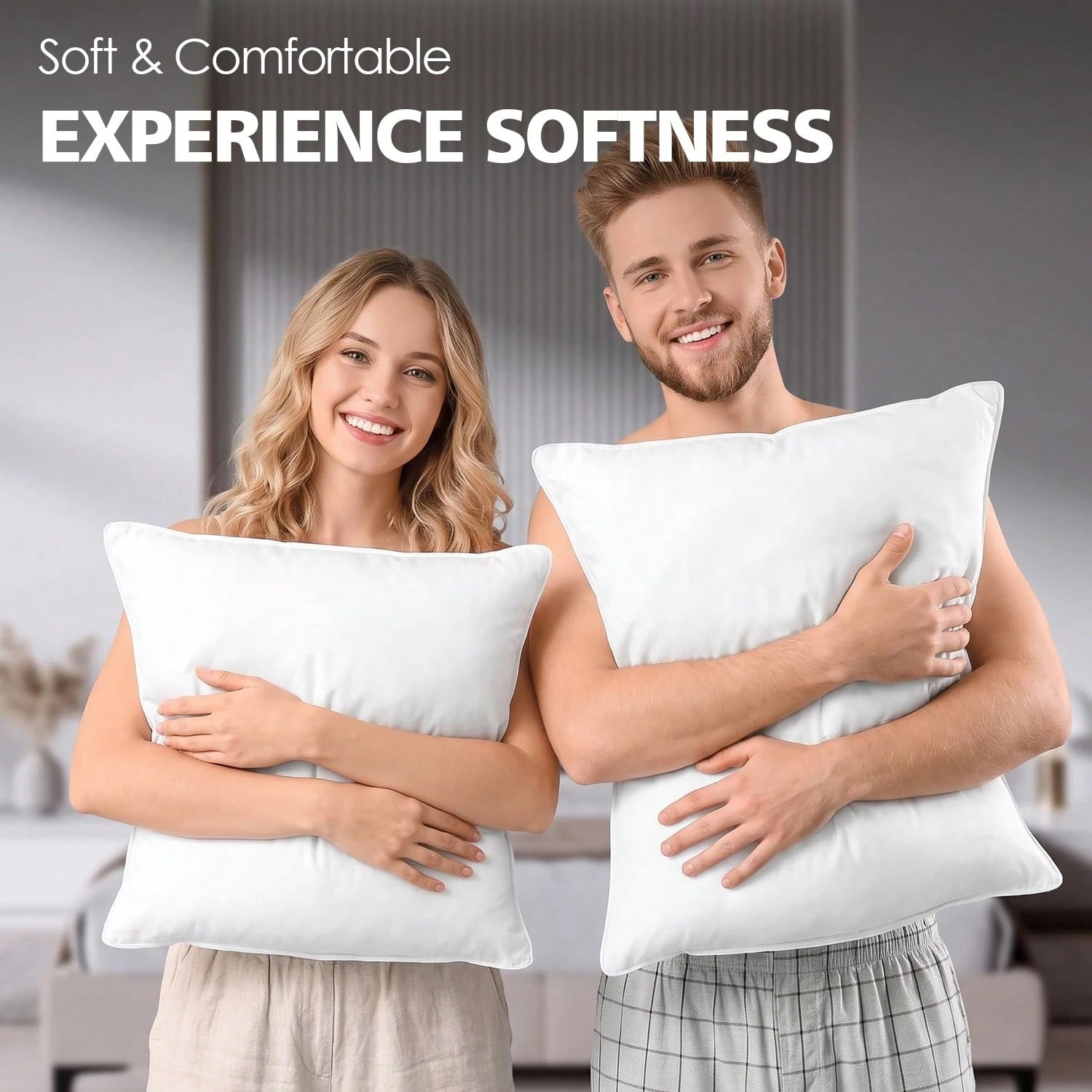 18-Inch 20-Inch 22-Inch Multi-Pack White Pillow Inserts, 2pcs 4pcs 100% Microfiber Filled. Compatible With Various Pillowcases, Machine Washable & Hypoallergenic, Bohemian Style. Suitable For Beds And