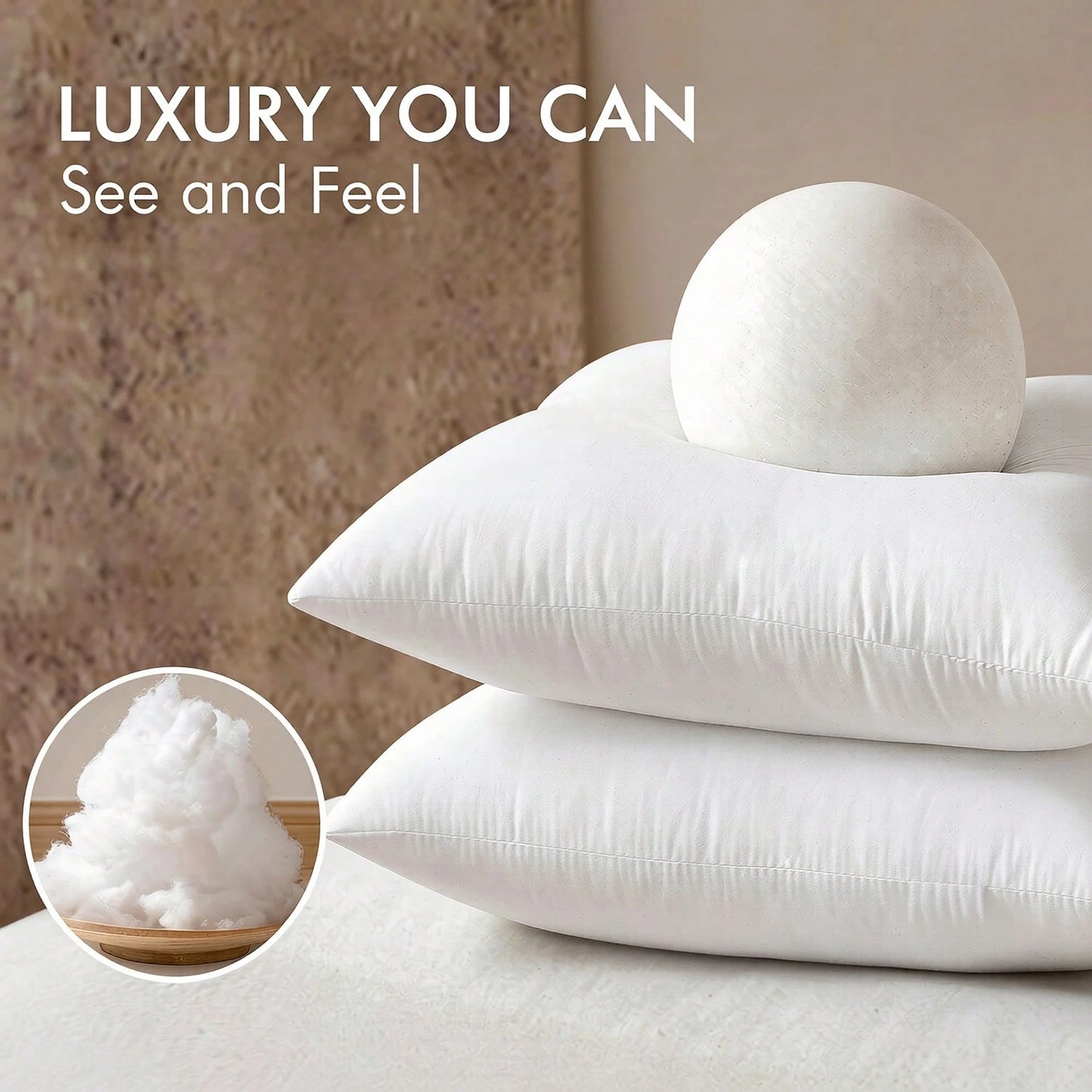 18-Inch 20-Inch 22-Inch Multi-Pack White Pillow Inserts, 2pcs 4pcs 100% Microfiber Filled. Compatible With Various Pillowcases, Machine Washable & Hypoallergenic, Bohemian Style. Suitable For Beds And