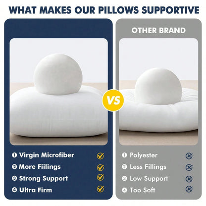 18-Inch 20-Inch 22-Inch Multi-Pack White Pillow Inserts, 2pcs 4pcs 100% Microfiber Filled. Compatible With Various Pillowcases, Machine Washable & Hypoallergenic, Bohemian Style. Suitable For Beds And