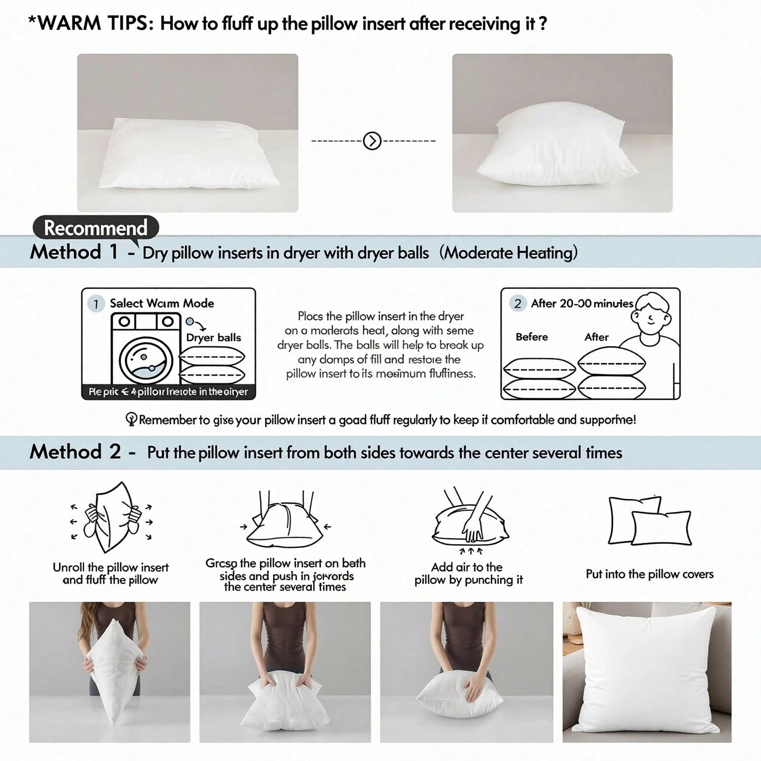 18-Inch 20-Inch 22-Inch Multi-Pack White Pillow Inserts, 2pcs 4pcs 100% Microfiber Filled. Compatible With Various Pillowcases, Machine Washable & Hypoallergenic, Bohemian Style. Suitable For Beds And