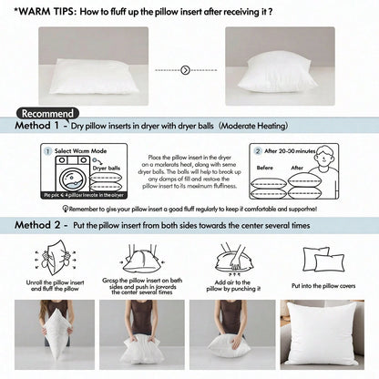18-Inch 20-Inch 22-Inch Multi-Pack White Pillow Inserts, 2pcs 4pcs 100% Microfiber Filled. Compatible With Various Pillowcases, Machine Washable & Hypoallergenic, Bohemian Style. Suitable For Beds And