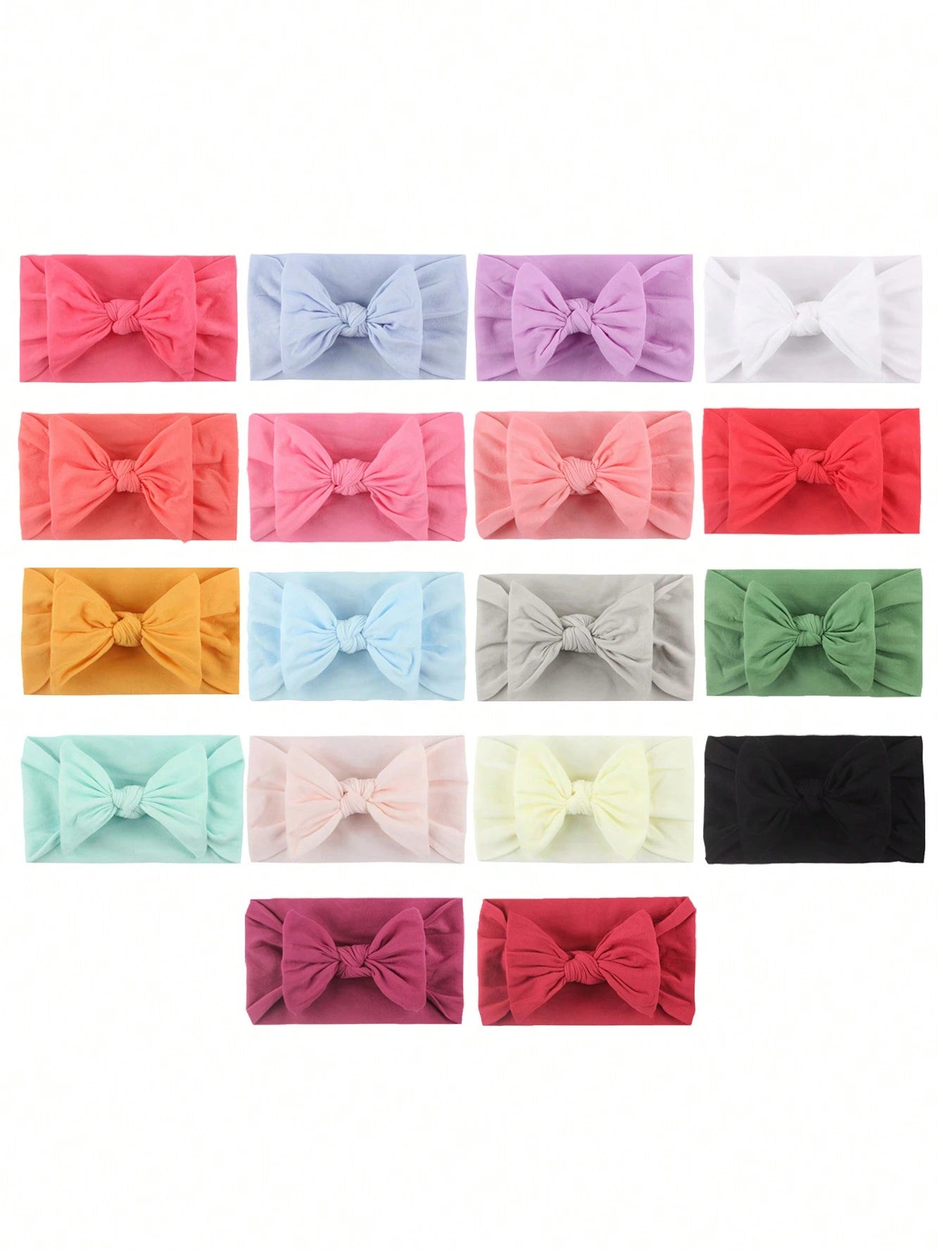18pcs Candy Colored Soft & Stretchy Nylon Butterfly Baby Headbands Love Valentine