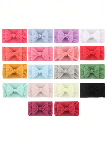 18pcs Candy Colored Soft & Stretchy Nylon Butterfly Baby Headbands Love Valentine
