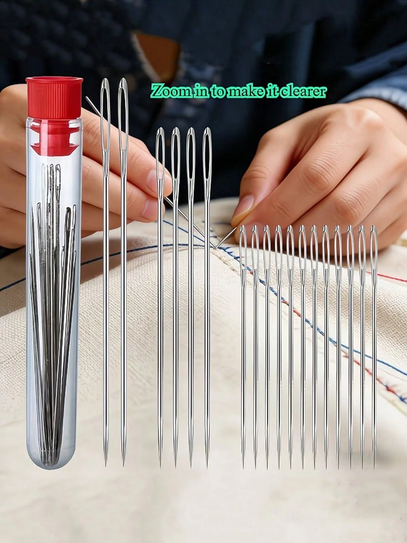 19pcs Multi-Function Big Eye Needle Set, Household Hand Sewing Needles, Suitable For Elderly Quilt Sewing With Extra Large Holes, Fine Large Hole Embroidery Needles- Sewing Needles, Essential Tool Se