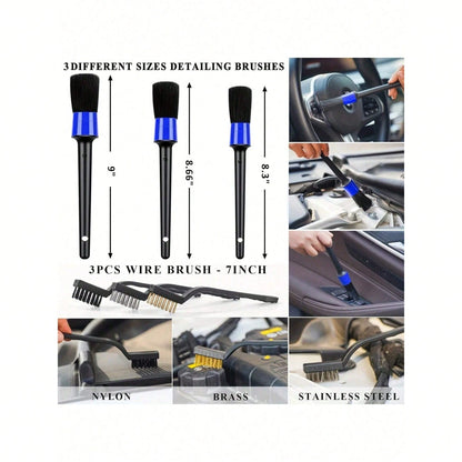 19pcs/Set Car Cleaning Wash Kit Interior Detailing Cleaner Kit With High Power Handheld Vacuum, Brush Set, Windshield Tool, Duster, Towels, Complete Car Care Tool