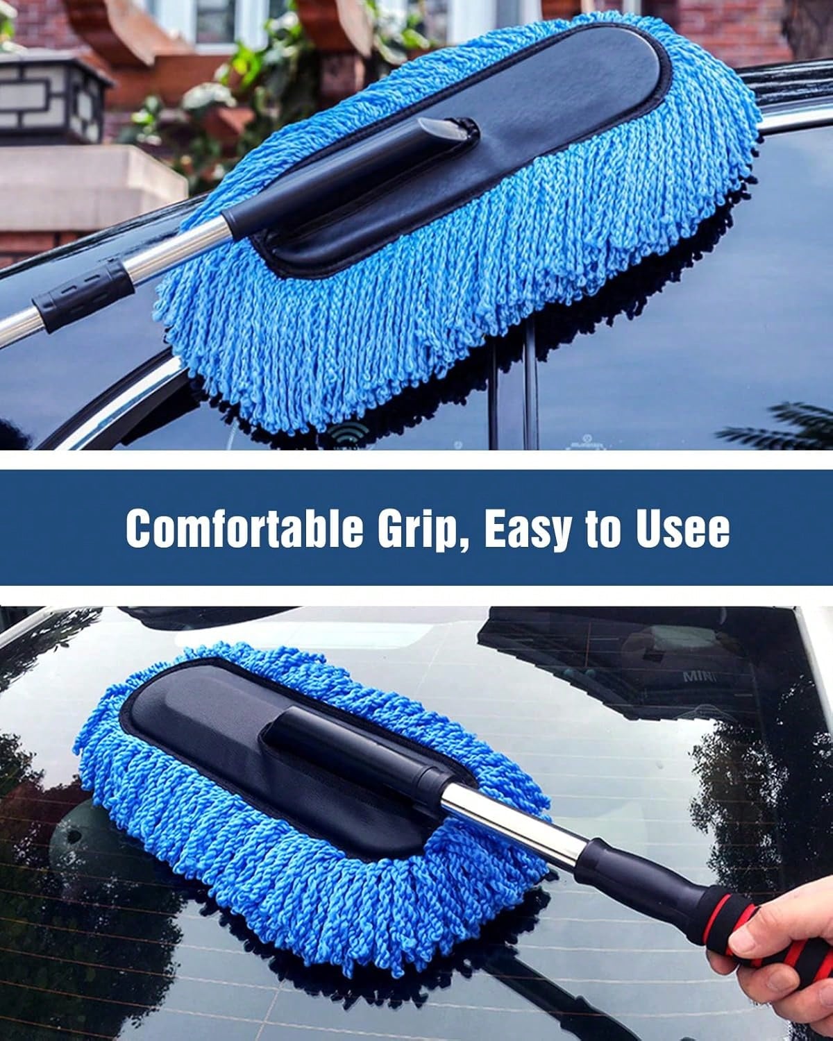 1Pack Car Cleaning Kit, Extendable Microfiber Dust Brush/Scratch Free Car Dash Duster/Soft Car Interior Brush For Vehicles Motorcycle And Home Cleaning Tools