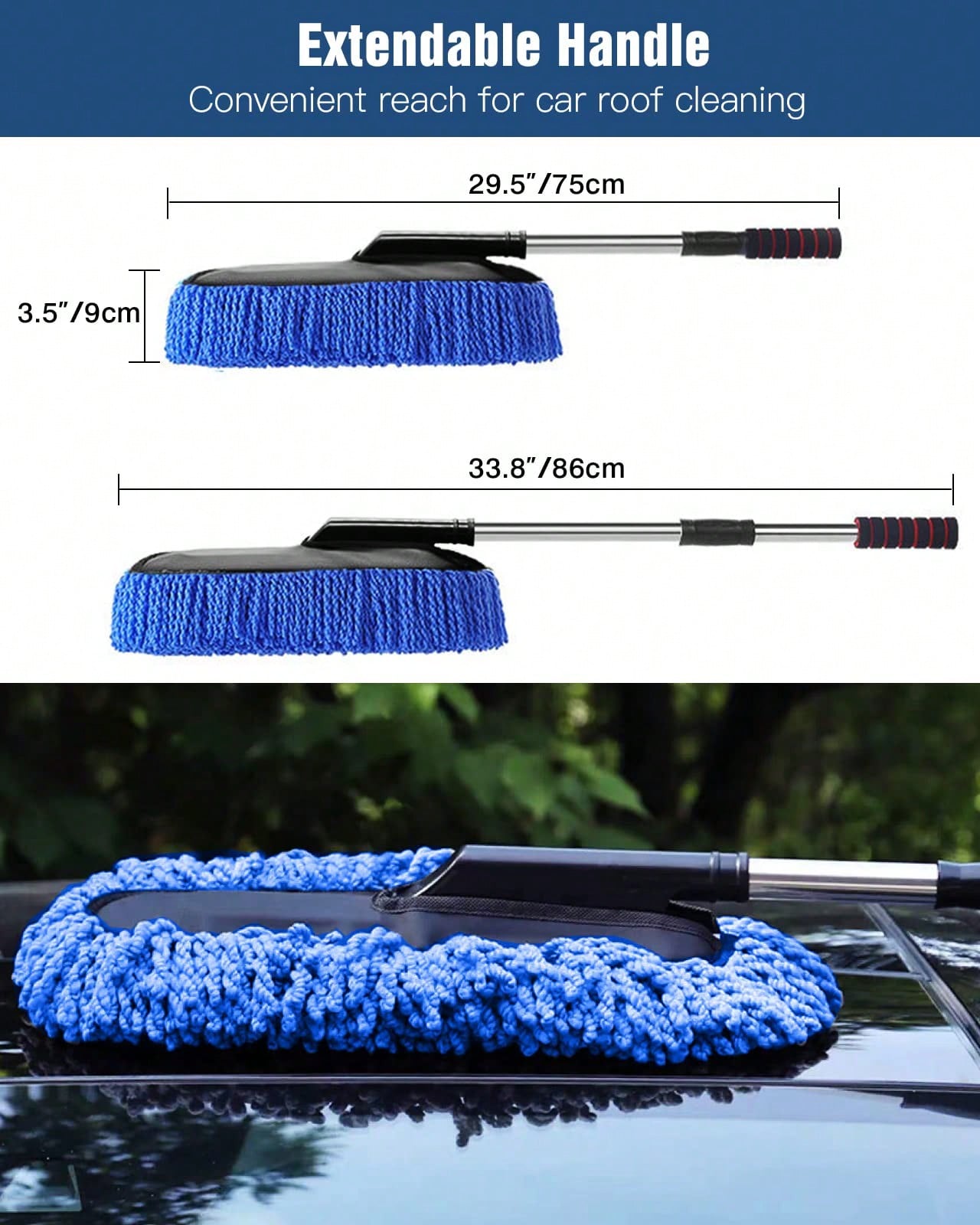 1Pack Car Cleaning Kit, Extendable Microfiber Dust Brush/Scratch Free Car Dash Duster/Soft Car Interior Brush For Vehicles Motorcycle And Home Cleaning Tools