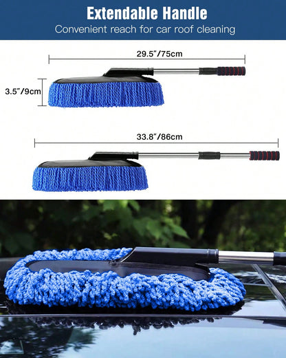 1Pack Car Cleaning Kit, Extendable Microfiber Dust Brush/Scratch Free Car Dash Duster/Soft Car Interior Brush For Vehicles Motorcycle And Home Cleaning Tools