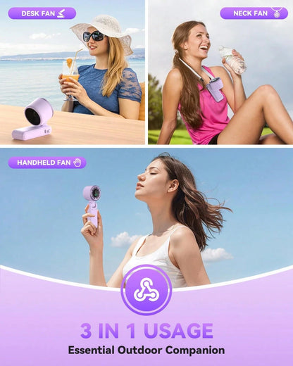 1pc 10000mAh 5-Speed Rechargeable Mini Fan With LED Display, Portable Foldable Handheld Desk Neck Fan, Adjustable Cooling Personal Fan For Travel Office Outdoor Use