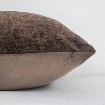 1pc 18x18 Inch Brown Sofa Pillow Case, Soft Comfortable Textured Chenille Pillow Cover, Suitable For Home Decor, Sofa, Living Room Cushion, Bedroom