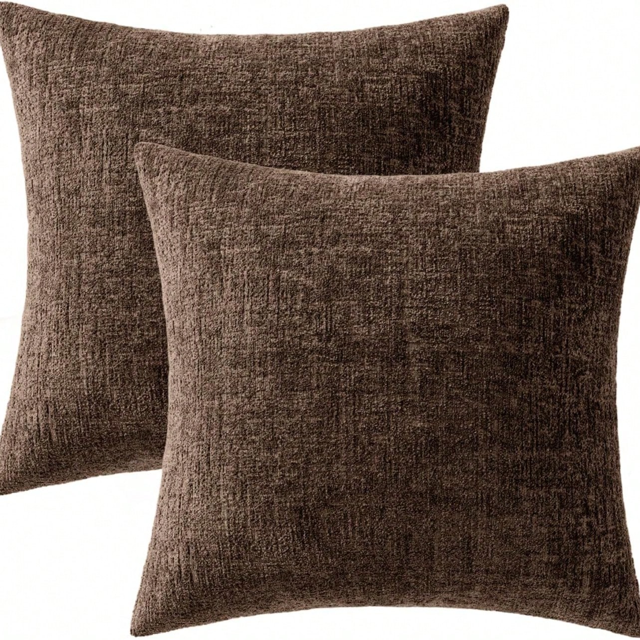 1pc 18x18 Inch Brown Sofa Pillow Case, Soft Comfortable Textured Chenille Pillow Cover, Suitable For Home Decor, Sofa, Living Room Cushion, Bedroom
