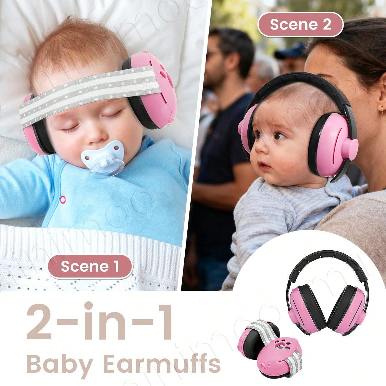 1PC 2-In-1 Noise Cancelling Headphones For Kids, Babies Ear Protection Earmuffs Noise Reduction For 0-3 Years Babies, Toddlers, Infant