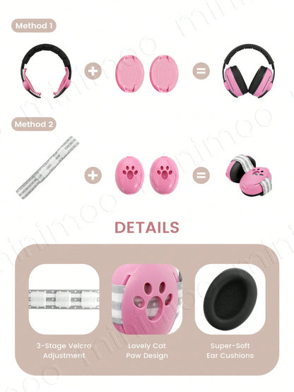 1PC 2-In-1 Noise Cancelling Headphones For Kids, Babies Ear Protection Earmuffs Noise Reduction For 0-3 Years Babies, Toddlers, Infant