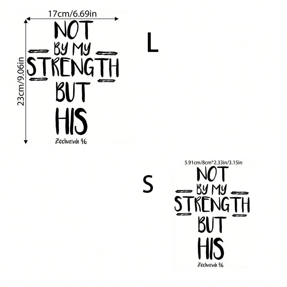 1pc/2pcs/3pcs Christian Bible Themed Heat Transfer Stickers, 3-Piece Set, Suitable As Christian Gifts, Bible Verse Gifts, "Not By Might Nor By Power, But By My Spirit" Washable Heat Transfer Stickers